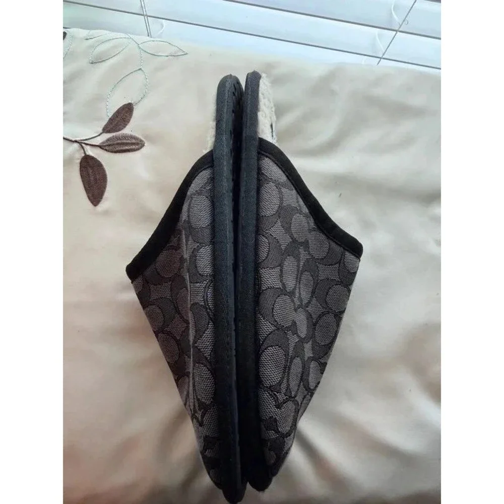 Coach Signature Canvas & Fleece House Slippers / Mules WOMEN
